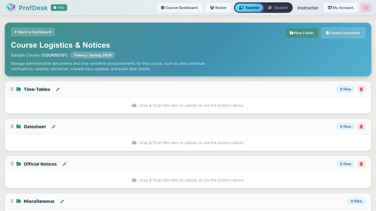 ProfDesk Course Files Library categorized file library